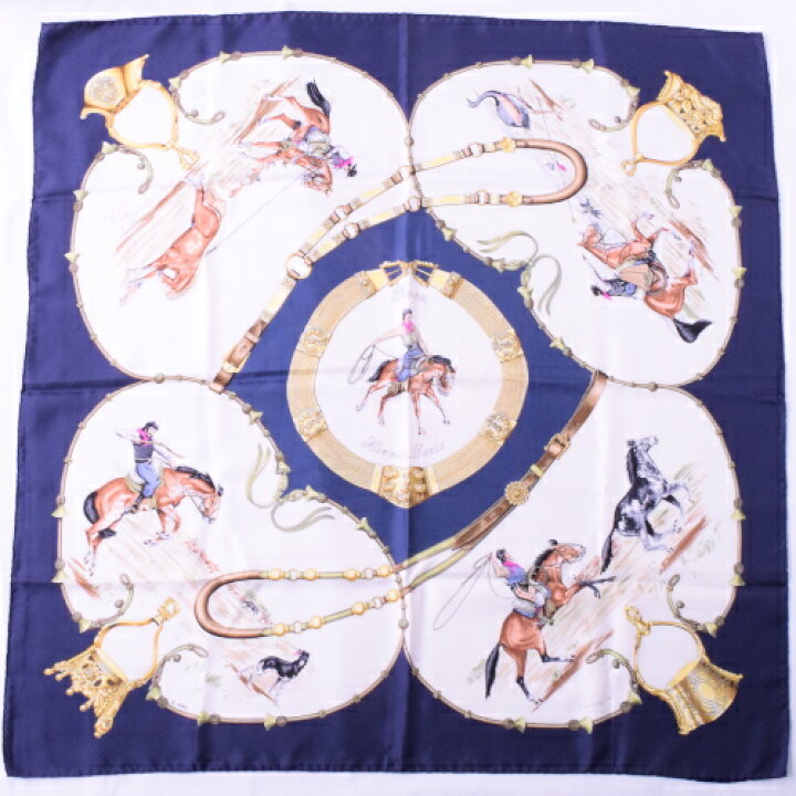 楽天市場】エルメス HERMES スカーフ カレ90 シルク Pampa 大草原 