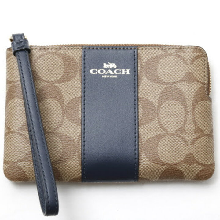 楽天市場 未使用 コーチ Coach ポーチ リストレット シグネチャー カードケース コインケース 財布 レザー レディース メンズ ポーチ ネイビー ベージュ 紺 Tkch044 P O S H Online Store 楽天市場店