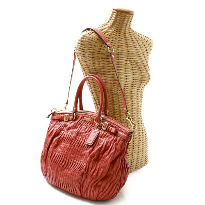美品】COACH マディソン ギャザード レザー リンジー サッチェル  