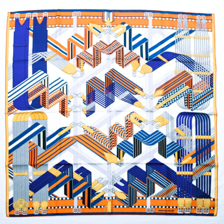 楽天市場】未使用 エルメス HERMES スカーフ カレ90 シルク SANGLES EN 