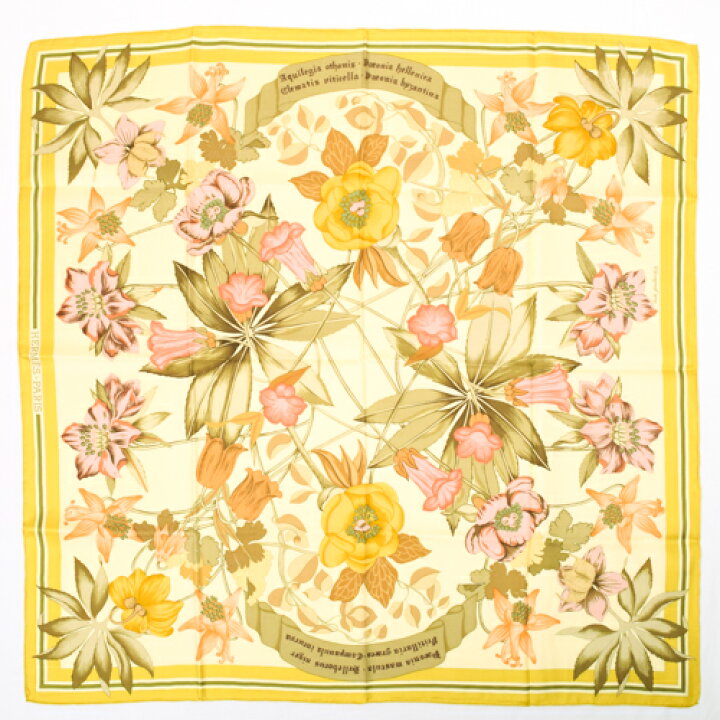 楽天市場】【未使用】 エルメス HERMES スカーフ カレ90 シルク Fleurs  