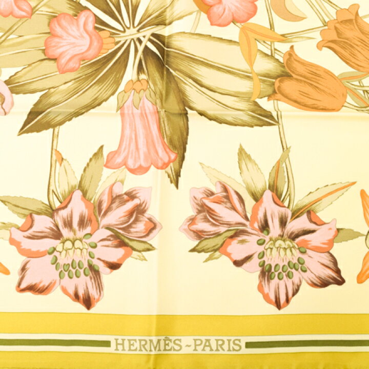 楽天市場】【未使用】 エルメス HERMES スカーフ カレ90 シルク Fleurs 
