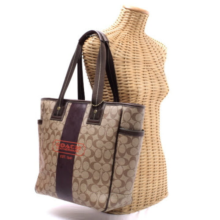 楽天市場】【美品】 コーチ COACH トートバッグ ヘリテージ ストライプ  