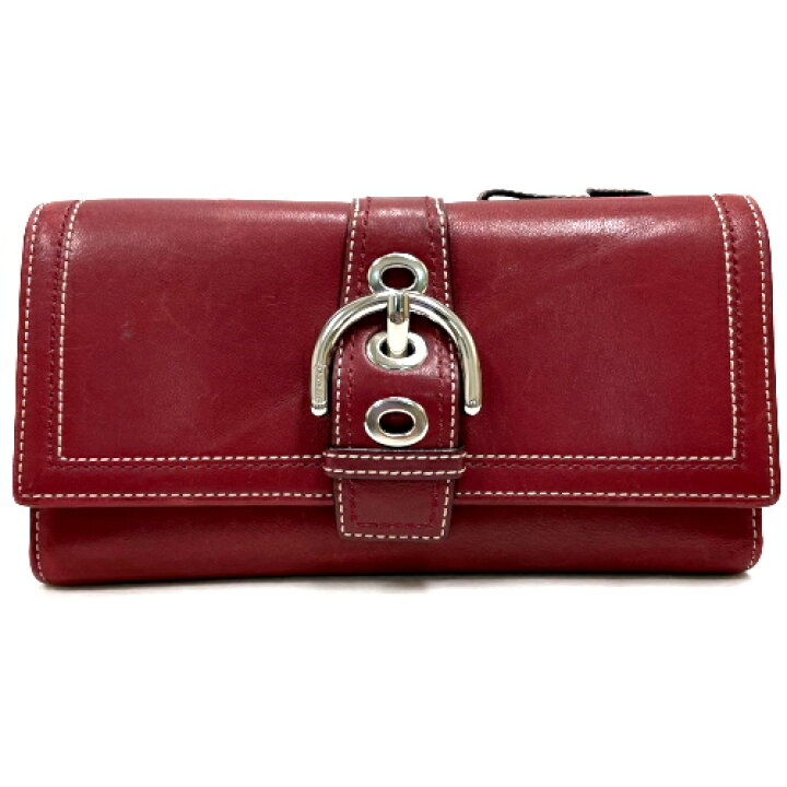 楽天市場 コーチ Coach 財布 長財布 3つ折り レザー カードケース シルバー金具 レディース メンズ 赤 レッド 中古 Tkch592 P O S H Online Store 楽天市場店