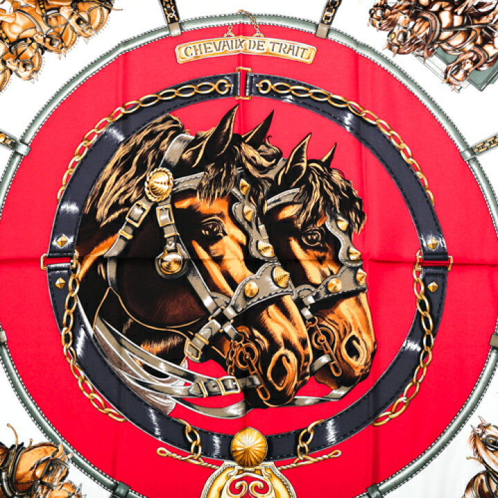 楽天市場】未使用 エルメス HERMES スカーフ カレ90 シルク CHEVAUX DE 