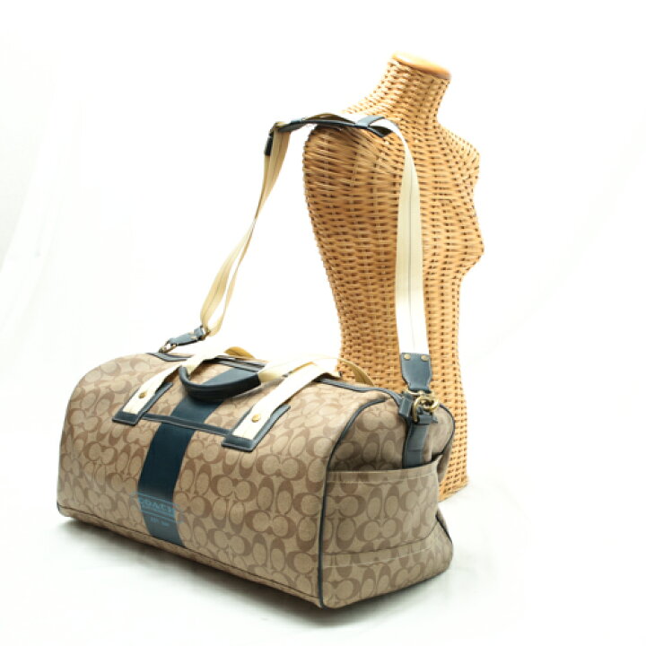 楽天市場 コーチ Coach ボストンバッグ F シグネチャー ジャガード レザー ショルダーバッグ 旅行かばん レディース メンズ 紺 ベージュ ネイビー Tkch4 P O S H Online Store 楽天市場店