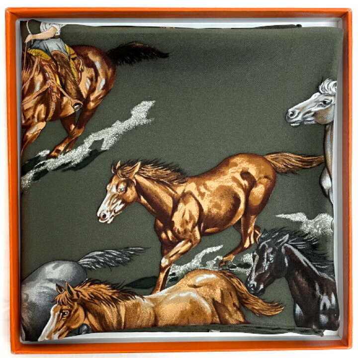 楽天市場】エルメス HERMES スカーフ カレ90 シルク LES MUSTANGS 野生 
