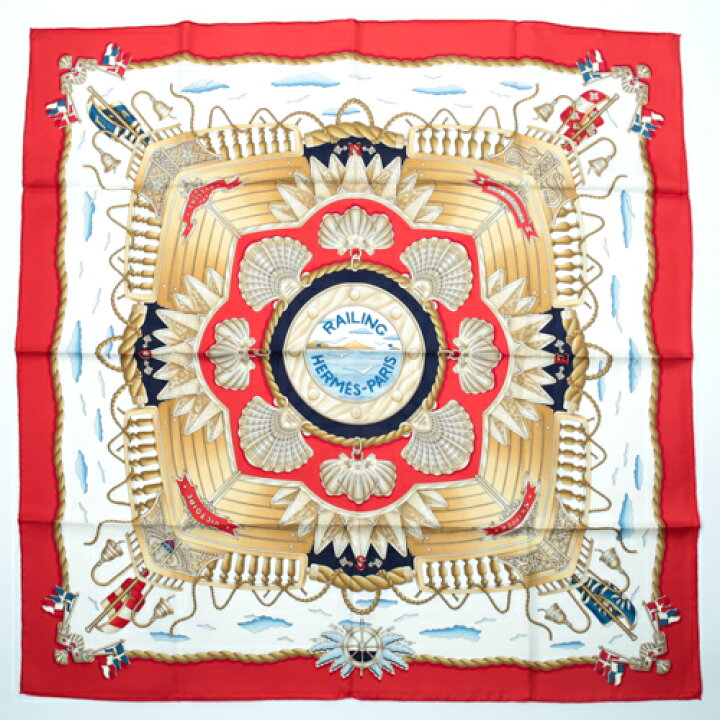 楽天市場】エルメス HERMES スカーフ カレ90 シルク RAILING 船の手摺  