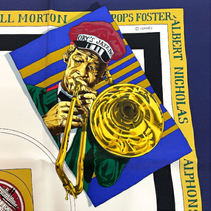 エルメス カレ90 THE ORIGINAL NEW ORLEANS CREOLE JAZZ 1923 スカーフ  
