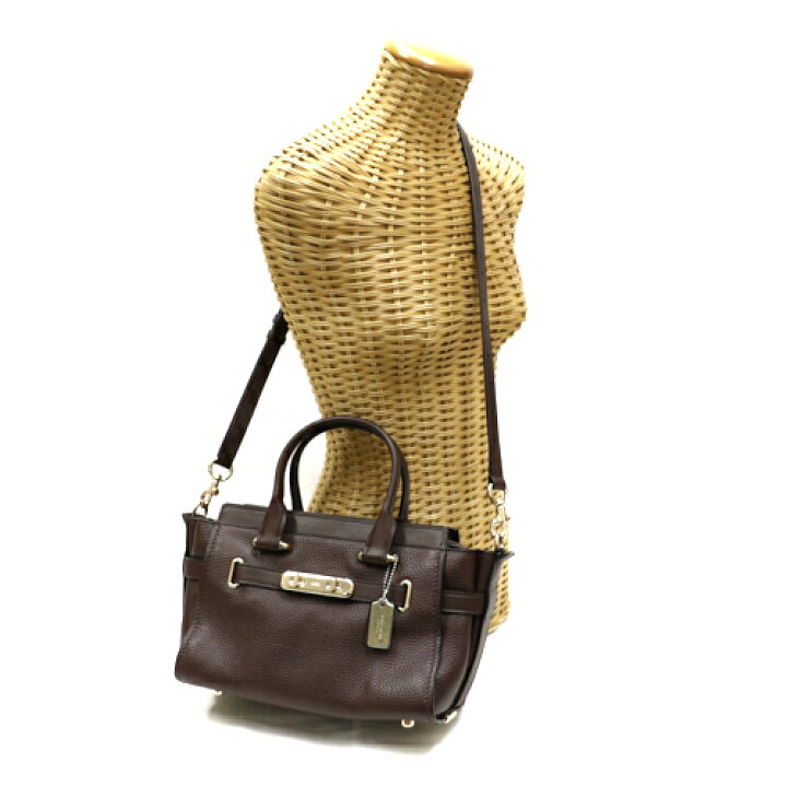 COACH コーチ スワッガー キャリーオール27 ペブルレザー フォレスト  