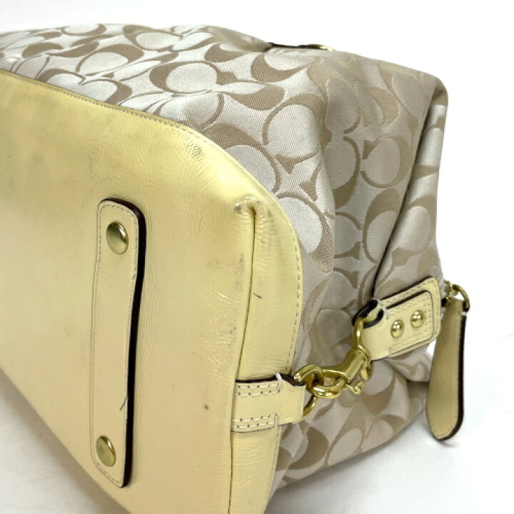 コーチ COACH アシュレイラージサッチェル F15440 ハンドバッグ シグネチャー ミニボストンバッグ レザー キャンバス パテント レディース 黄 ベージュ イエロー tk1541 【中古】 Online Store コーチCOACHイエロー ボストンバック