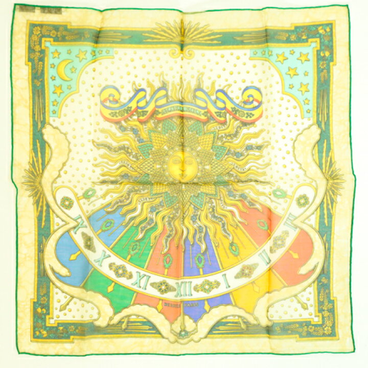 美品 HERMES プチカレ シルクスカーフGLORIA SOLI 栄光の日 カレ45  