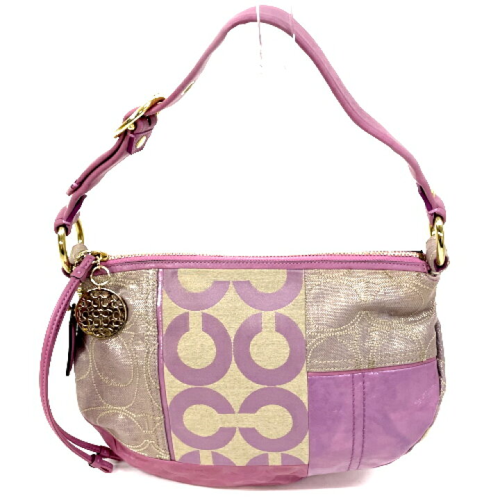 美品 COACH ワンショルダー マルチカラー ピンク ブルー ホーボー 