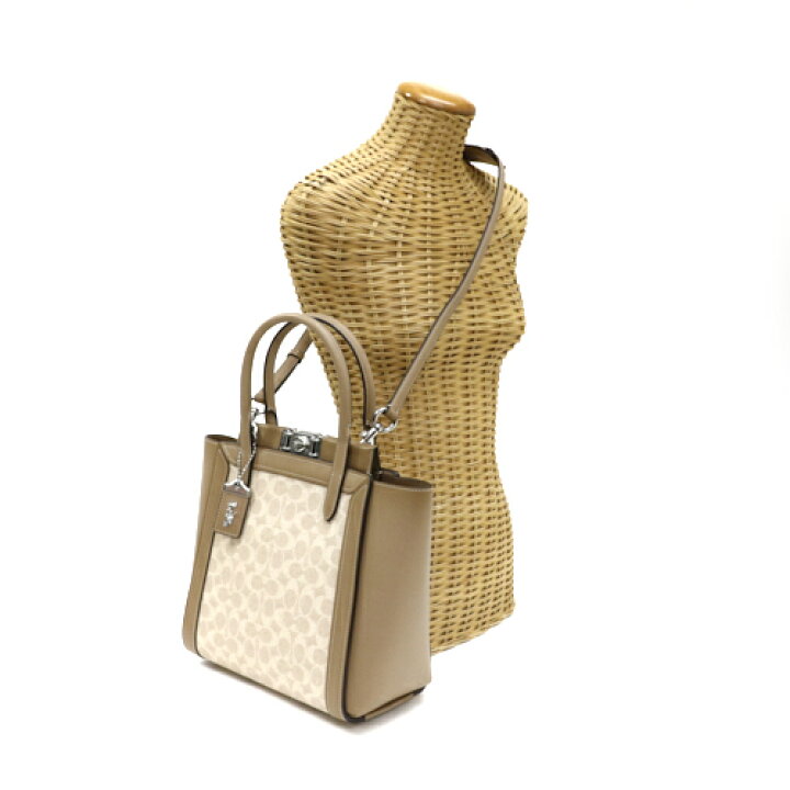 COACH トループ シグネチャー バッグ PVC レザー ベージュ 2WAY