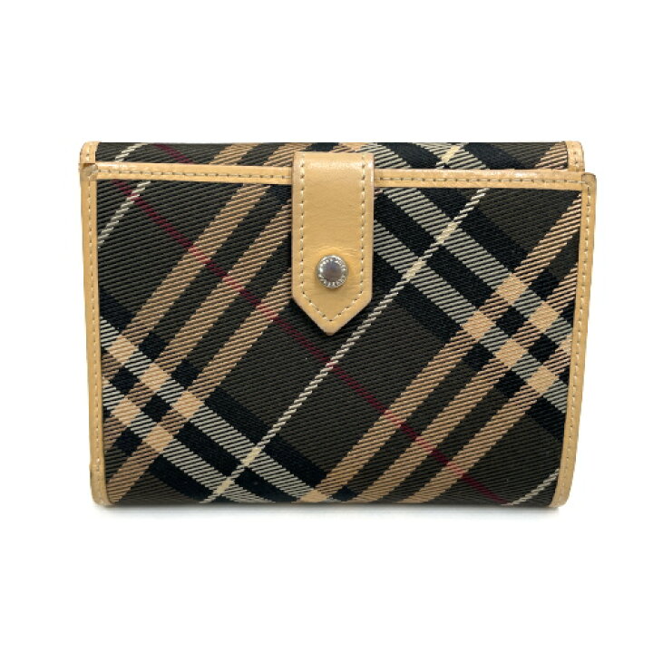 楽天市場 バーバリーブルーレーベル Burberry Blue Label 財布 2つ折り財布 ナイロン レザー チェック柄 Wホック レディース メンズ ダークブラウン ベージュ 中古 Mac P O S H Online Store 楽天市場店