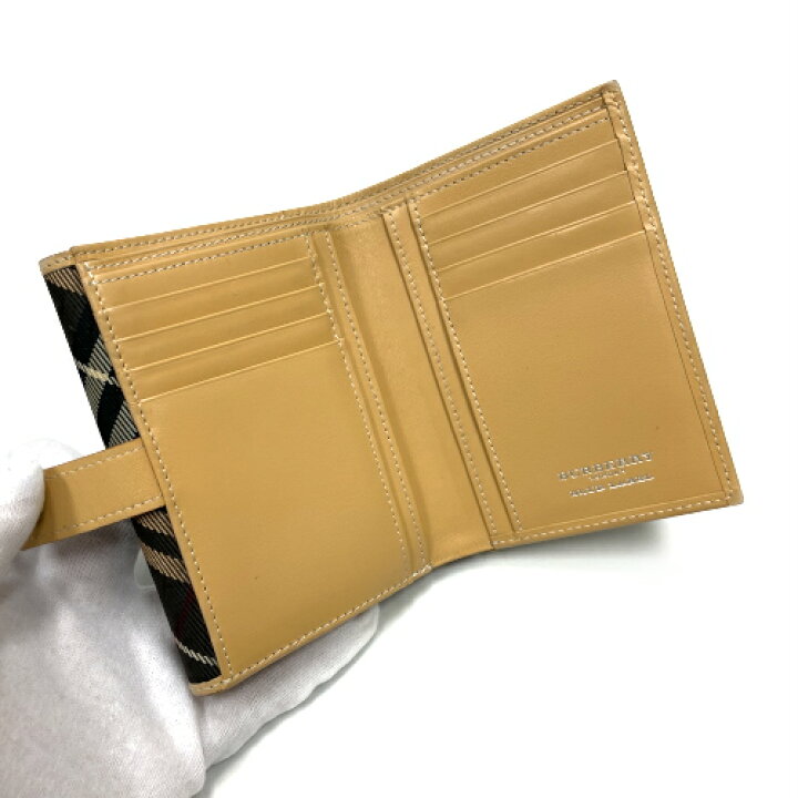 楽天市場 バーバリーブルーレーベル Burberry Blue Label 財布 2つ折り財布 ナイロン レザー チェック柄 Wホック レディース メンズ ダークブラウン ベージュ 中古 Mac P O S H Online Store 楽天市場店