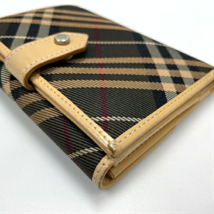 楽天市場 バーバリーブルーレーベル Burberry Blue Label 財布 2つ折り財布 ナイロン レザー チェック柄 Wホック レディース メンズ ダークブラウン ベージュ 中古 Mac P O S H Online Store 楽天市場店