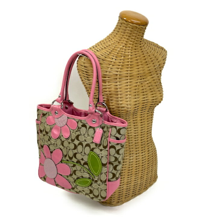 レアカラー】Coach コーチ ハンドバッグ pink ベージュ キャンバス 