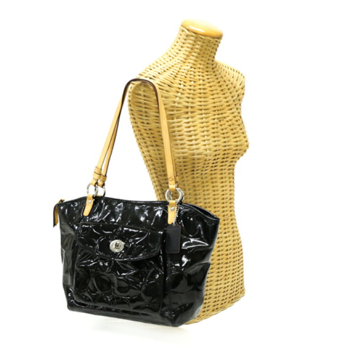 美品】COACH トートバッグ パテントレザー F15458 ゴールド Coach 