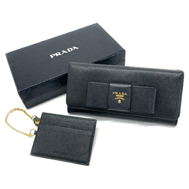 楽天市場】プラダ PRADA 長財布 サフィアーノ レザー かぶせ蓋 リボン 