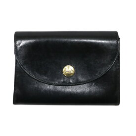 セリーヌ CELINE ポーチ カーフレザー かぶせ蓋 小物入れ レディース メンズ ユニセックス ブラック 中古 maf12084