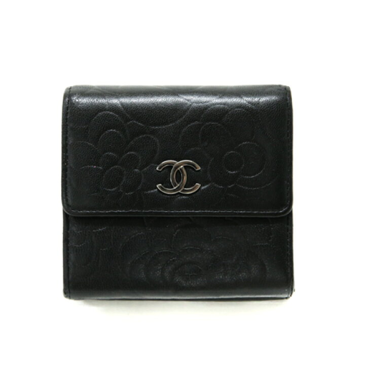楽天市場】シャネル CHANEL カメリア 三つ折り財布 ラムスキン S金具 