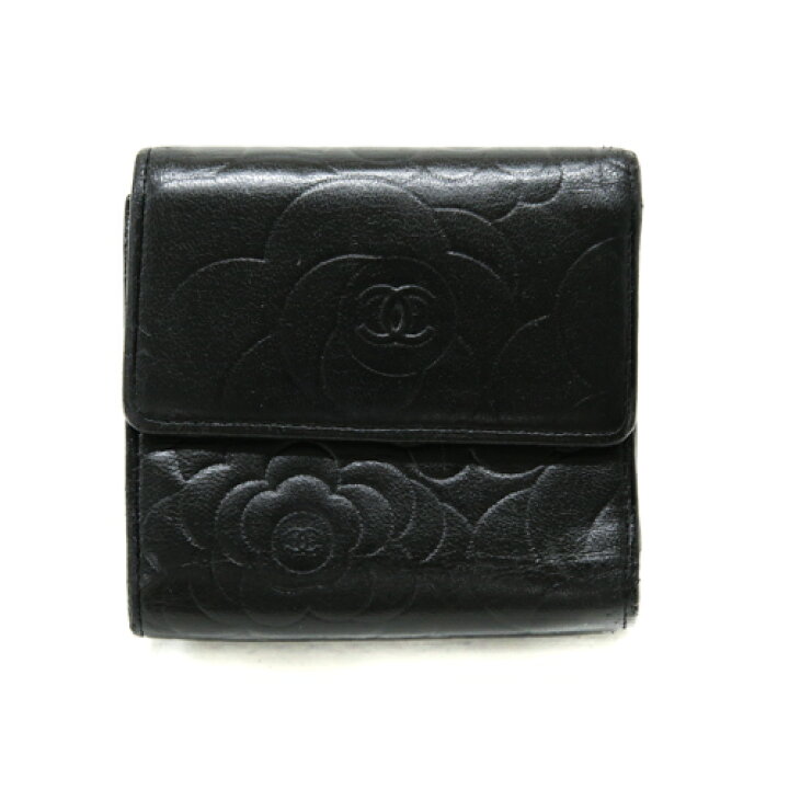 楽天市場】シャネル CHANEL カメリア 三つ折り財布 ラムスキン S金具 