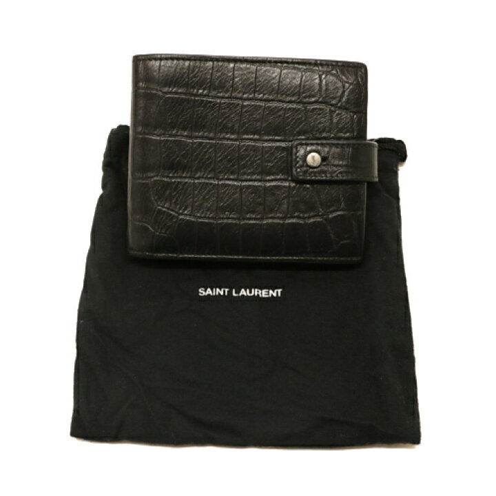 楽天市場】サンローラン SAINT LAURENT 二つ折り財布 クロコ型押し  