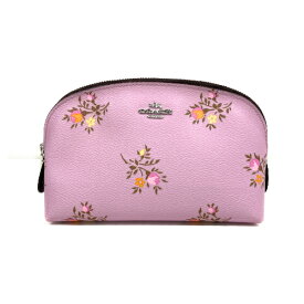 コーチ COACH フローラル コスメティック ポーチ レザー 22839 花柄 小物入れ レディース ピンク 美品 中古 mag07574