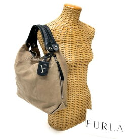 フルラ FURLA ハンドバッグ レザー スエード サイドファスナー レディース ライトブラウン 中古 mag20044