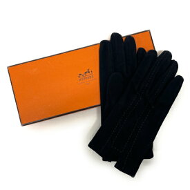 エルメス HERMES グローブ スエード サイズ7 ファッショングッズ 手袋 レディース ブラック 美品 中古 mah01522