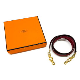 エルメス HERMES ショルダーストラップ フィヨルド G金具 ケリー用 バンドリエール ユニセックス レッド 美品 中古 mah11015