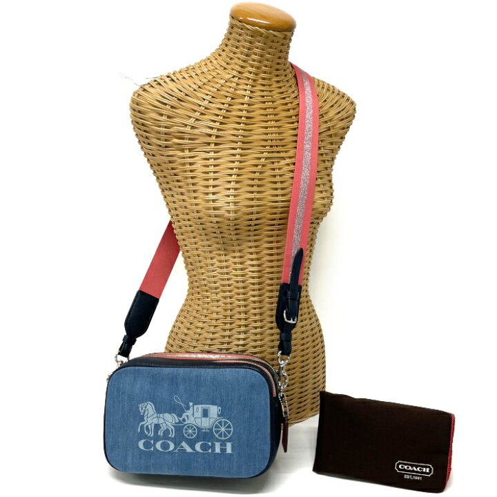 楽天市場】未使用 コーチ COACH ホースアンドキャリッジ デニム レザー  
