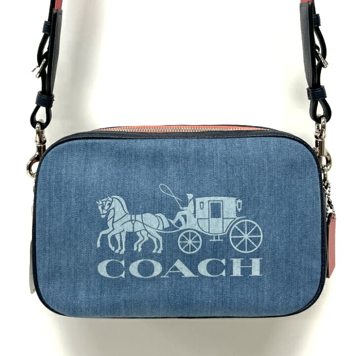 楽天市場】未使用 コーチ COACH ホースアンドキャリッジ デニム レザー 
