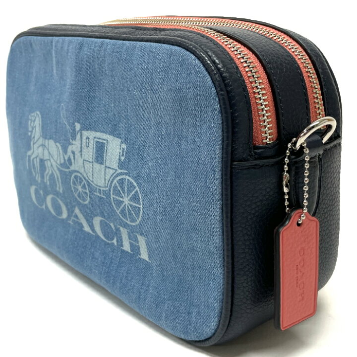 楽天市場】未使用 コーチ COACH ホースアンドキャリッジ デニム レザー 