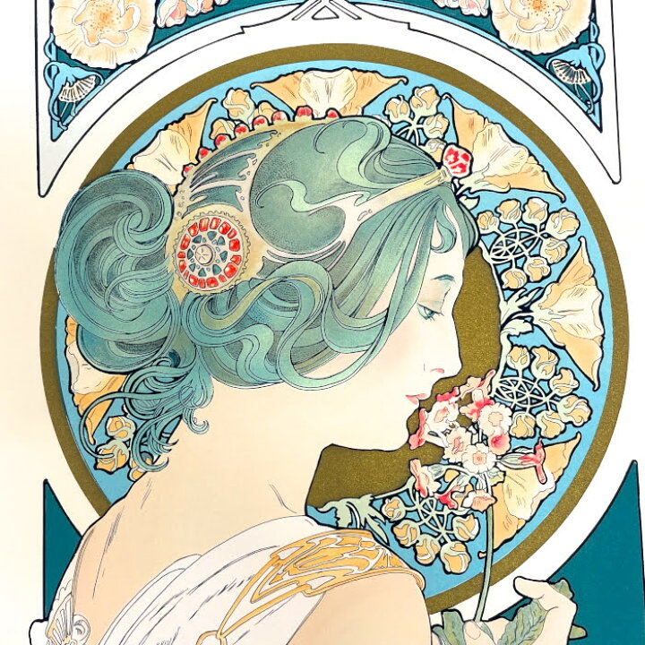 楽天市場】アルフォンス・ミュシャ 桜草 シルクスクリーン 版画 壁画 