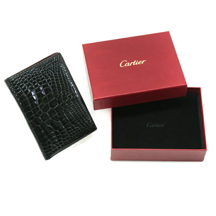楽天市場】カルティエ Cartier 二つ折り財布 クロコダイル レザー 