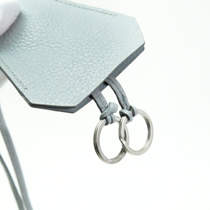 HERMES クロシェット キーリング ネックレス レザー ネイビー □C刻印 