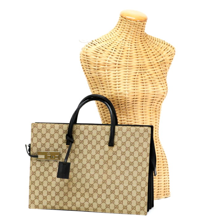 楽天市場】グッチ GUCCI ビジネスバッグ GGキャンバス レザー 001998  