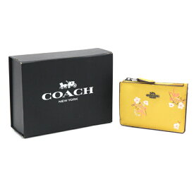 コーチ COACH コインケース キーケース レザー PVC フラワープリント 29782 キーリング付き レディース イエロー 美品 中古 mam15025