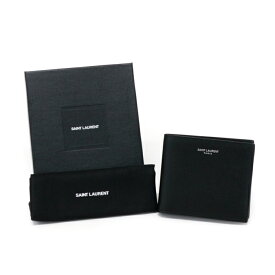 未使用・展示品 サンローラン SAINT LAURENT ポルトフォイユホーム モノグラム グレインレザー 二つ折り財布 396307 ミディアムウォレット メンズ レディース ブラック mao06021