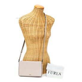 フルラ FURLA ショルダーバッグ PVC レザー ポシェット クラッチバッグ 肩掛け 斜め掛け レディース ベージュ 美品 中古 mau07005