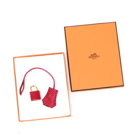 エルメス HERMES クロシェット カデナ キー×2 セット リザード (レザー) エキゾチックレザー GD金具 鍵 カギ アクセサリー 付属品 レディース ルージュモワイヤン (レッド) 美品 中古 max21006