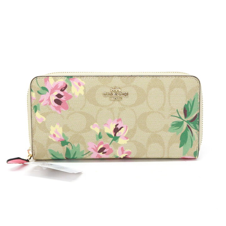 コーチ アコーディオン ジップ ウォレット 長財布 フローラル プリント  