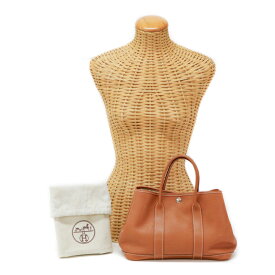 【Bランク】 エルメス HERMES ガーデンパーティ TPM 30 ネゴンダ (レザー) SV金具 □K刻印 2007年 ハンドバッグ 手提げかばん ミニトート バッグ レディース メンズ ゴールド (ライトブラウン) 中古 正規品 mbe05005