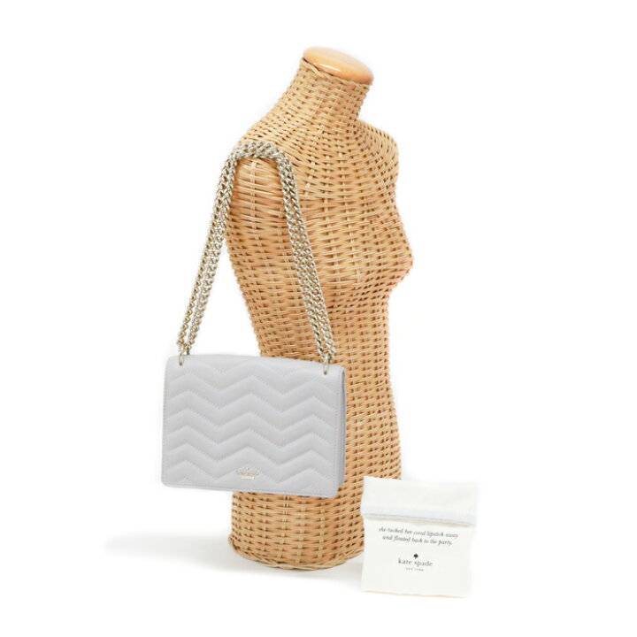 kate spadeチェーンウォレットキルティングショルダーグレージュ
