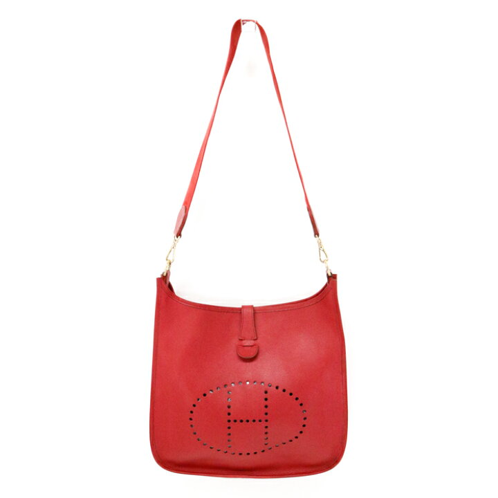HERMES エルメス エヴリン GMゴールド金具 □H刻印ネイビー×レッド