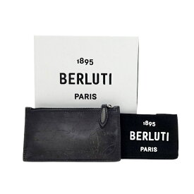 【ABランク】 ベルルッティ Berluti レザコア マキシ スクリットー ロング ジップ カードホルダー ヴェネチアレザー C12OBP カードケース ブラック 正規品 中古 mbn01011