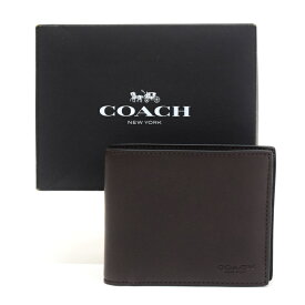 【Aランク】 コーチ COACH 3-IN-1 ウォレット スポーツ カーフ レザー 97739 二つ折り財布 コンパクト ID ウォレット パスケース付き メンズ マホガニー (ブラウン) 正規品 美品 中古 mbo16001