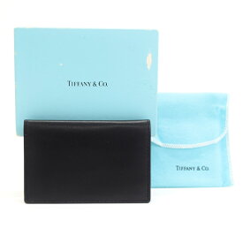 【ABランク】 ティファニー アンド コー Tiffany & Co. カードケース レザー 名刺入れ パスケース メンズ ブラック 正規品 中古 mbo23001